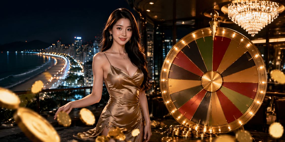 Màn hình roulette trực tuyến với phông nền bãi biển Vũng Tàu buổi chiều hoàng hôn